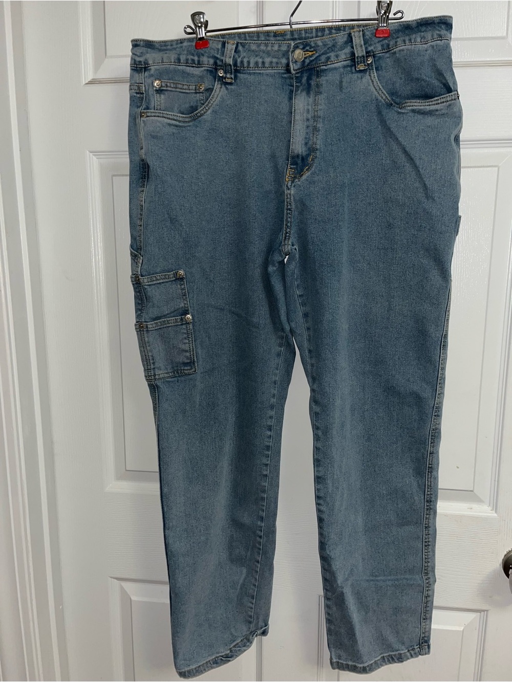YoungLA Light Blue Denim Jeans with Gold Stitching